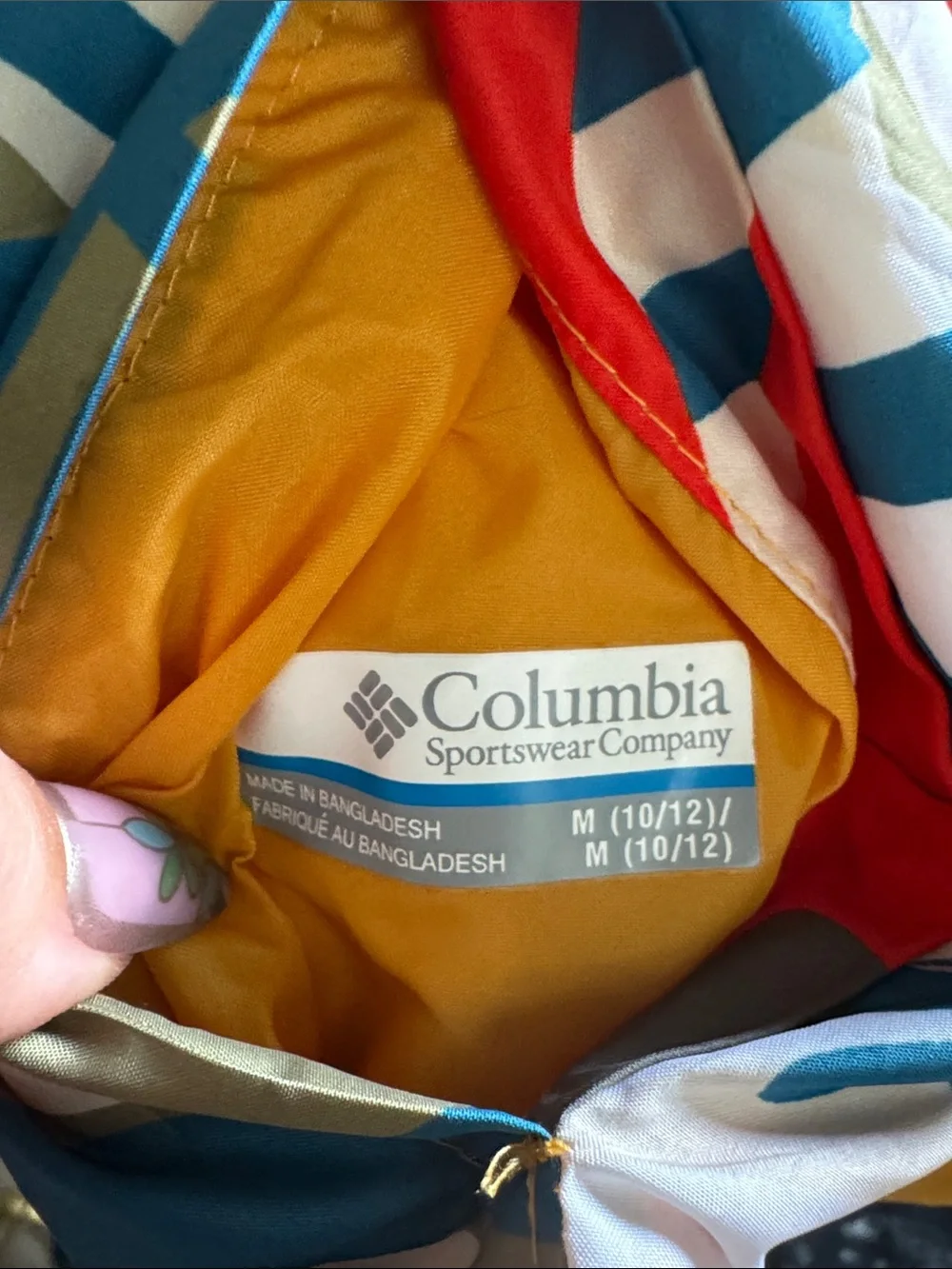 Columbia Multicolor Tropical-Leaf Windbreaker with Orange Reversible Side